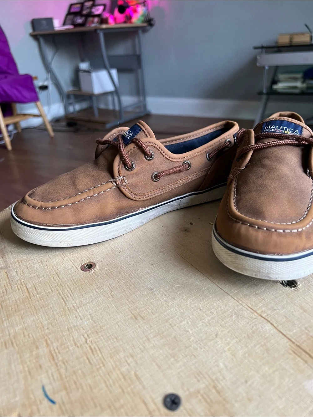 Nautica Tan Brown Leather Boat Shoes